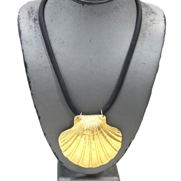 1973 VINTAGE MIMI d N GOLD SHELL STATEMENT NECKLACE - Picture 1 of 3